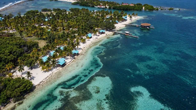 Aerial view along the resort shoreline