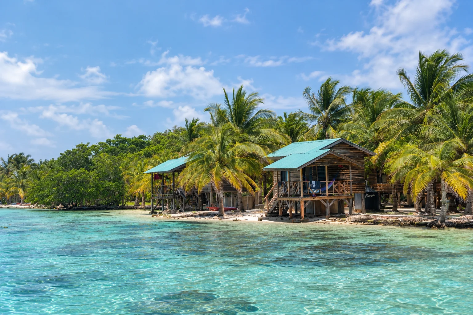 Island waterfront seen from the sea