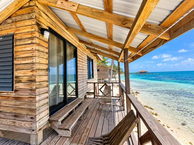 Wooden veranda with an open view of the Caribbean